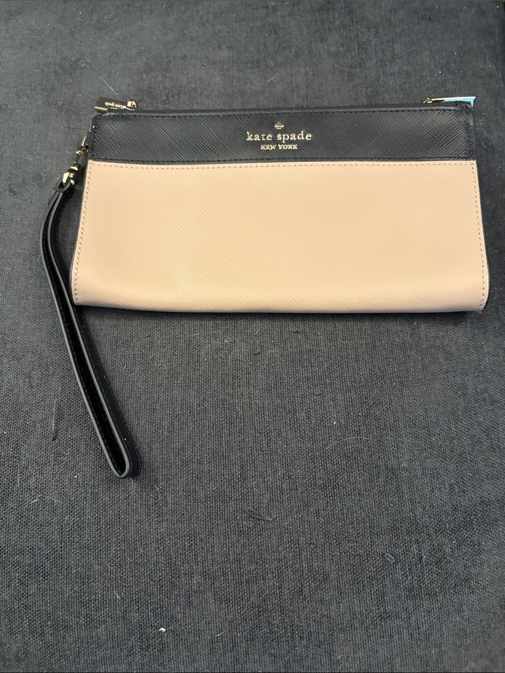 kate spade Two-Tone Black and Beige Leather Wristlet